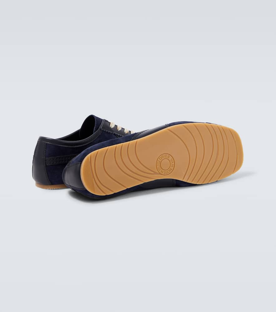 Dries Van Noten Leather-trimmed Suede Sneakers In Blue