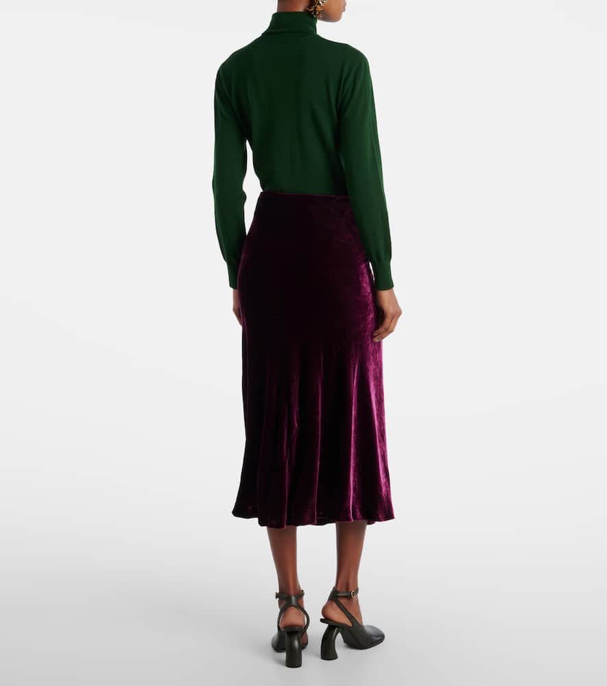 Dries Van Noten Womens Violet Velvet Twisted Woven Midi Skirt In Purple