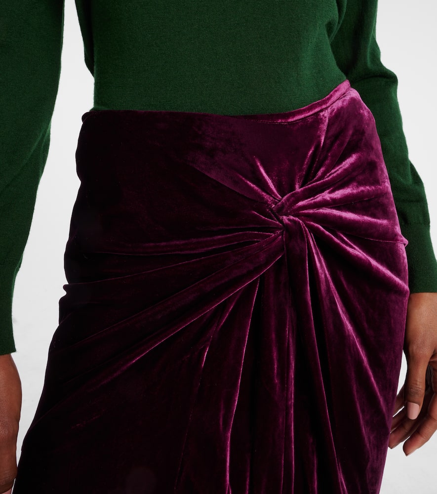 Dries Van Noten Womens Violet Velvet Twisted Woven Midi Skirt In Purple