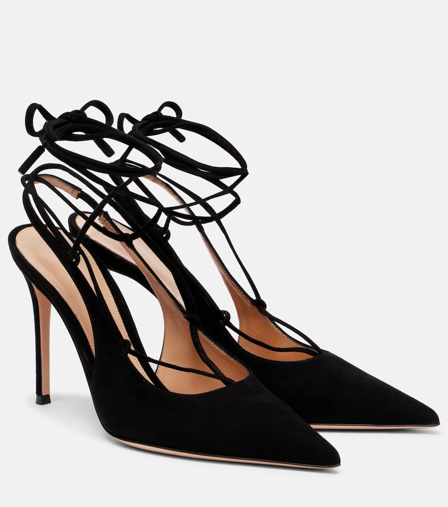 95 suede lace-up slingback pumps