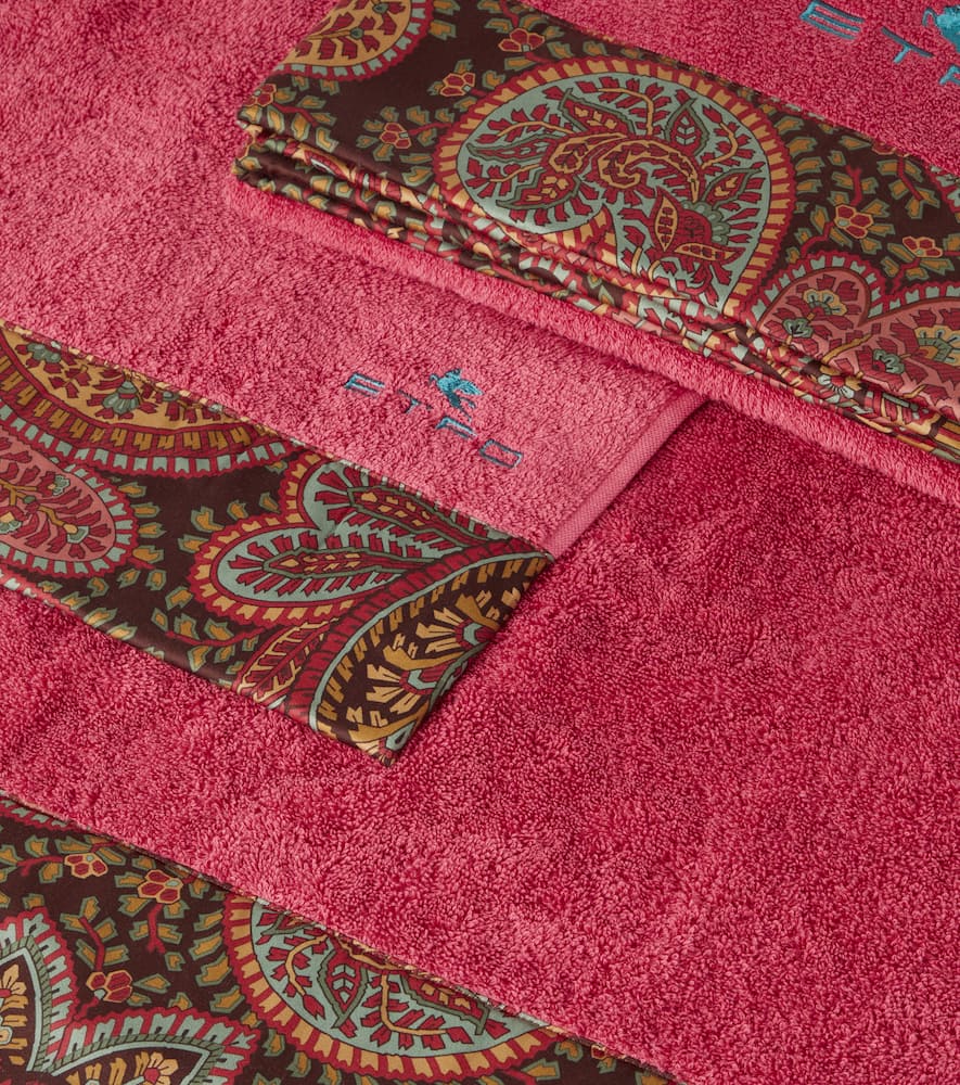 Etro Set Of 5 Cotton Terry Towels In Burgundy