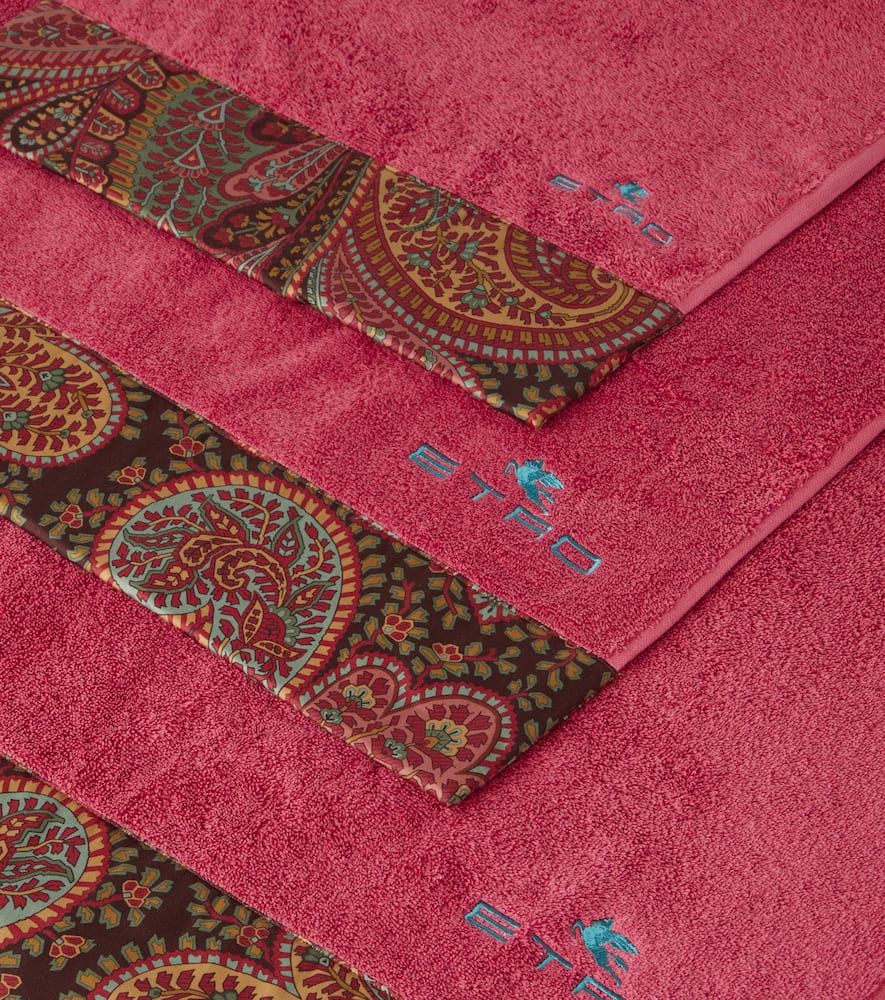 Etro Set Of 5 Cotton Terry Towels In Burgundy