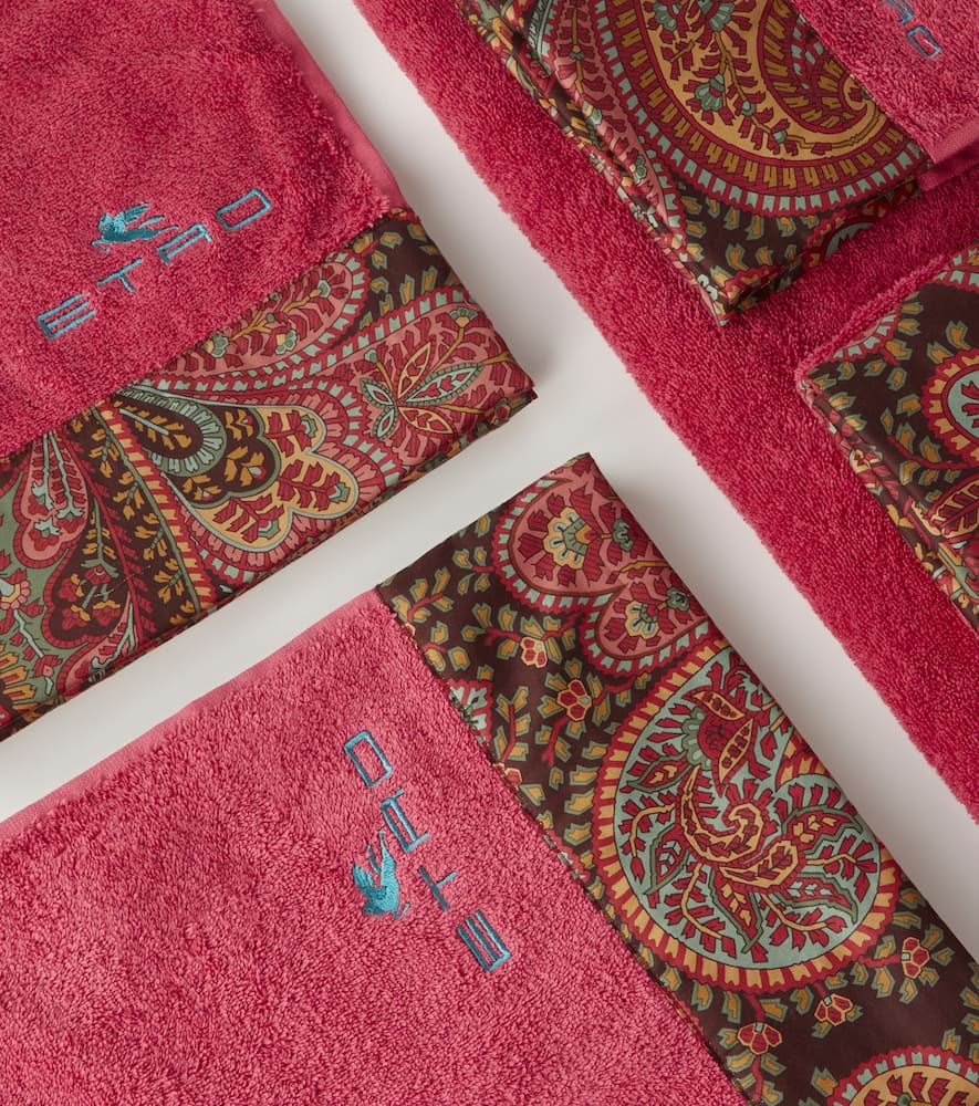 Etro Set Of 5 Cotton Terry Towels In Burgundy