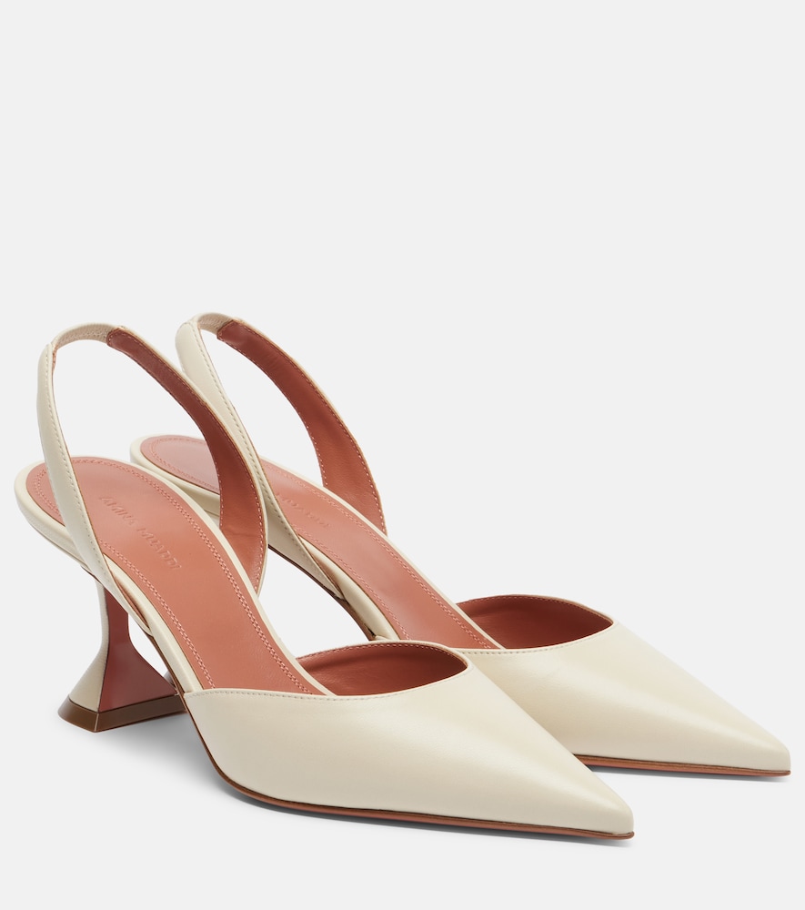Amina Muaddi Holli 70 leather slingback pumps