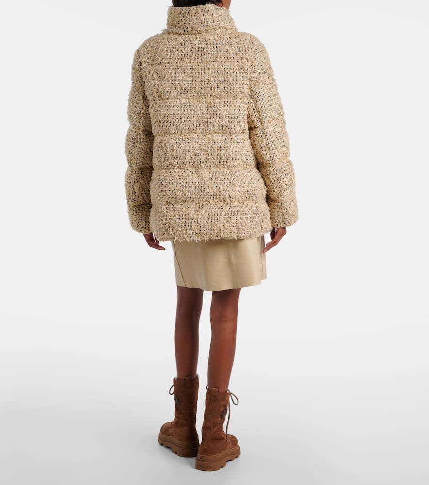 Moncler Cochelle Checked Tweed Down Jacket In Neutral