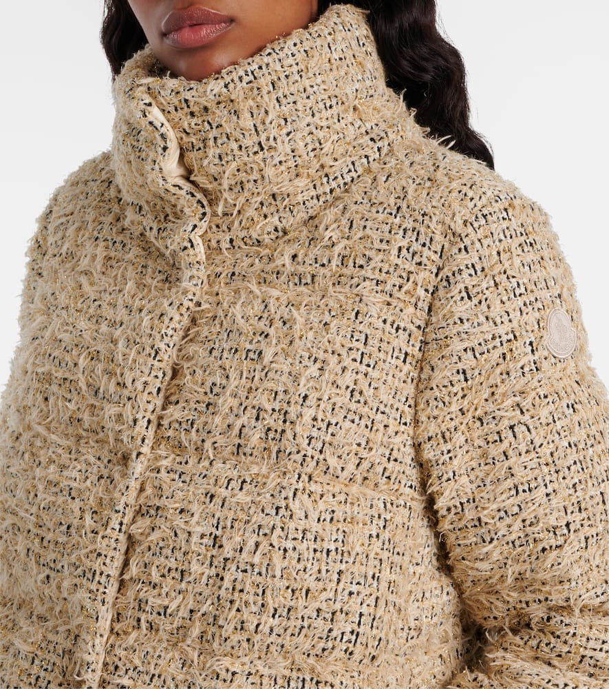 Moncler Cochelle Checked Tweed Down Jacket In Neutral