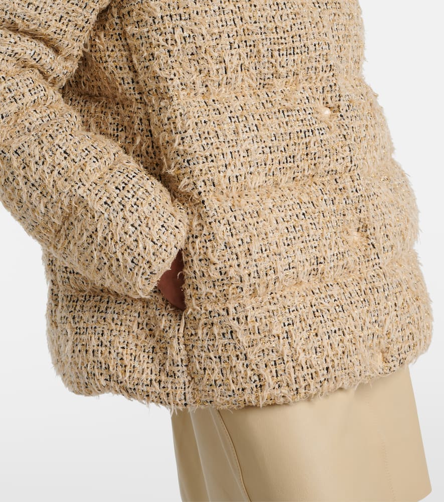 Moncler Cochelle Checked Tweed Down Jacket In Neutral