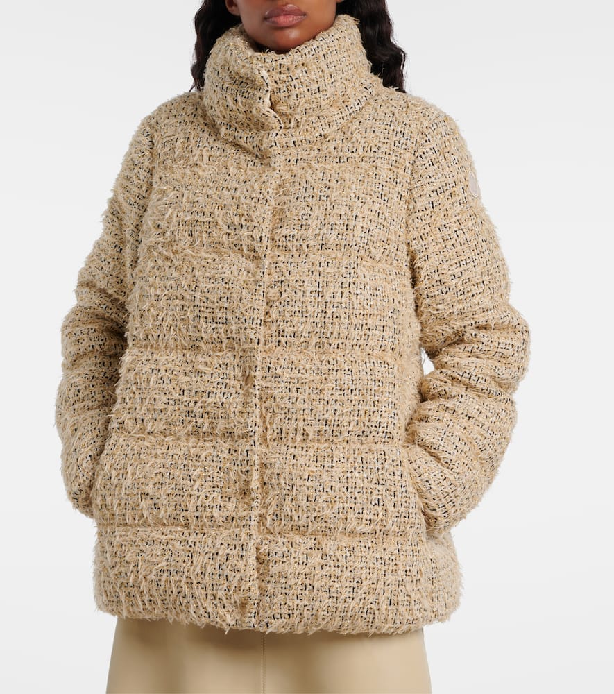 Moncler Cochelle Checked Tweed Down Jacket In Neutral