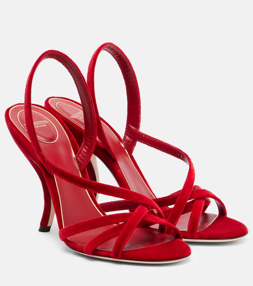 Valentino Garavani Fetishique 105 Velvet Sandals In Red