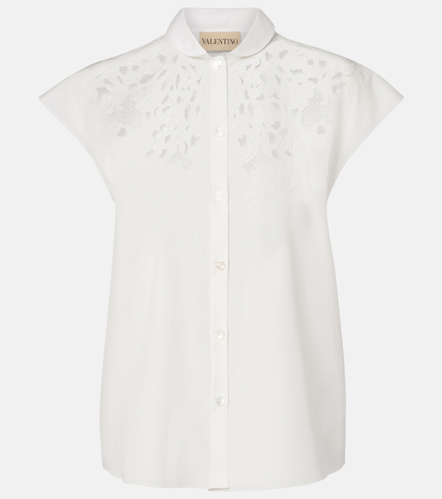 Valentino Guipure lace-trimmed cotton poplin shirt