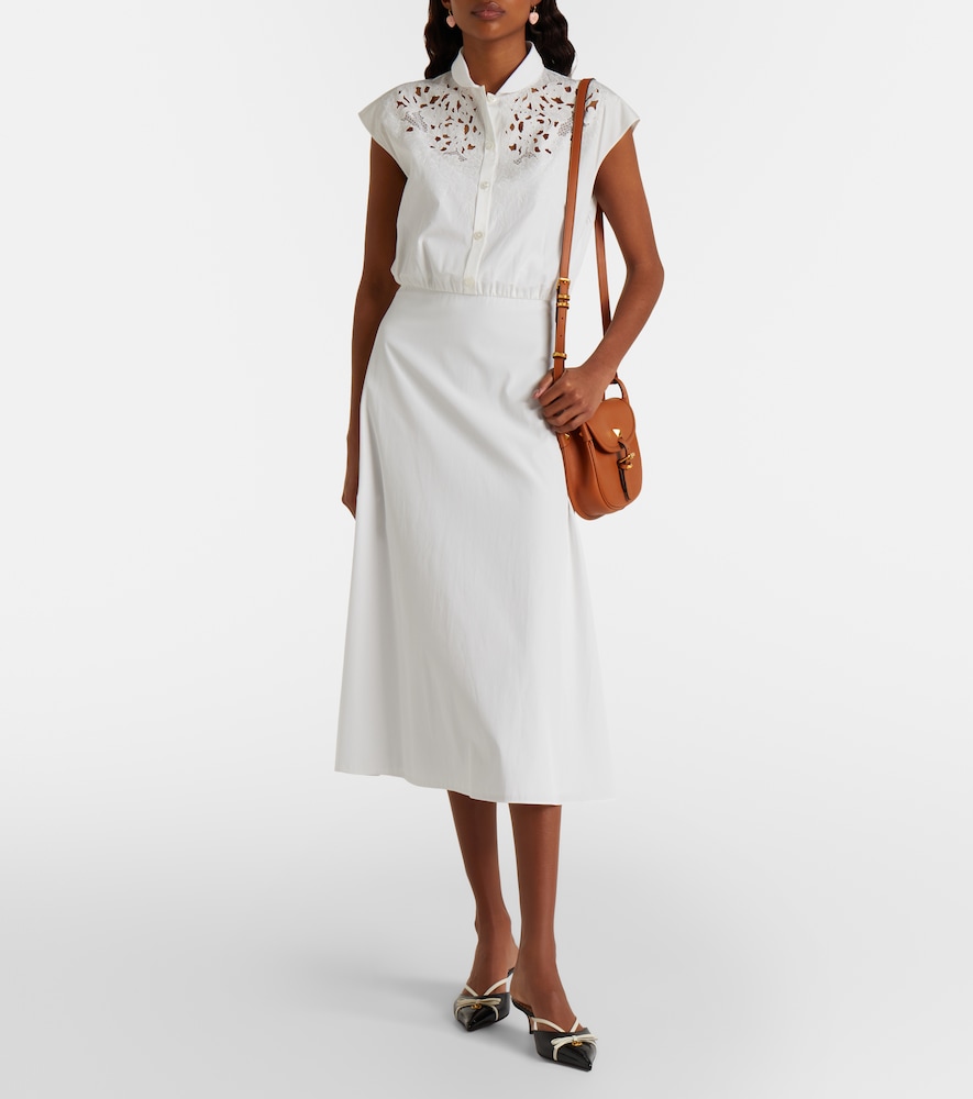  Valentino Valentino Midikleid Aus Baumwolle Mit Guipure-spitze 