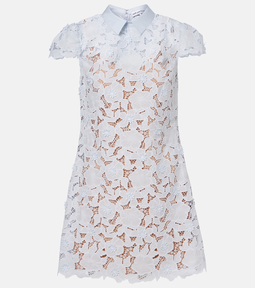 Self-Portrait Women's Blue Lace Minidress UK Size 4 - Mytheresa