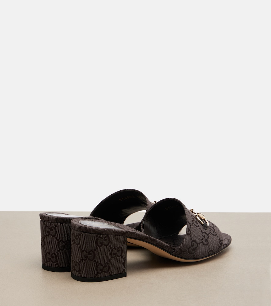  Gucci Gucci Horsebit Gg Canvas Mules 