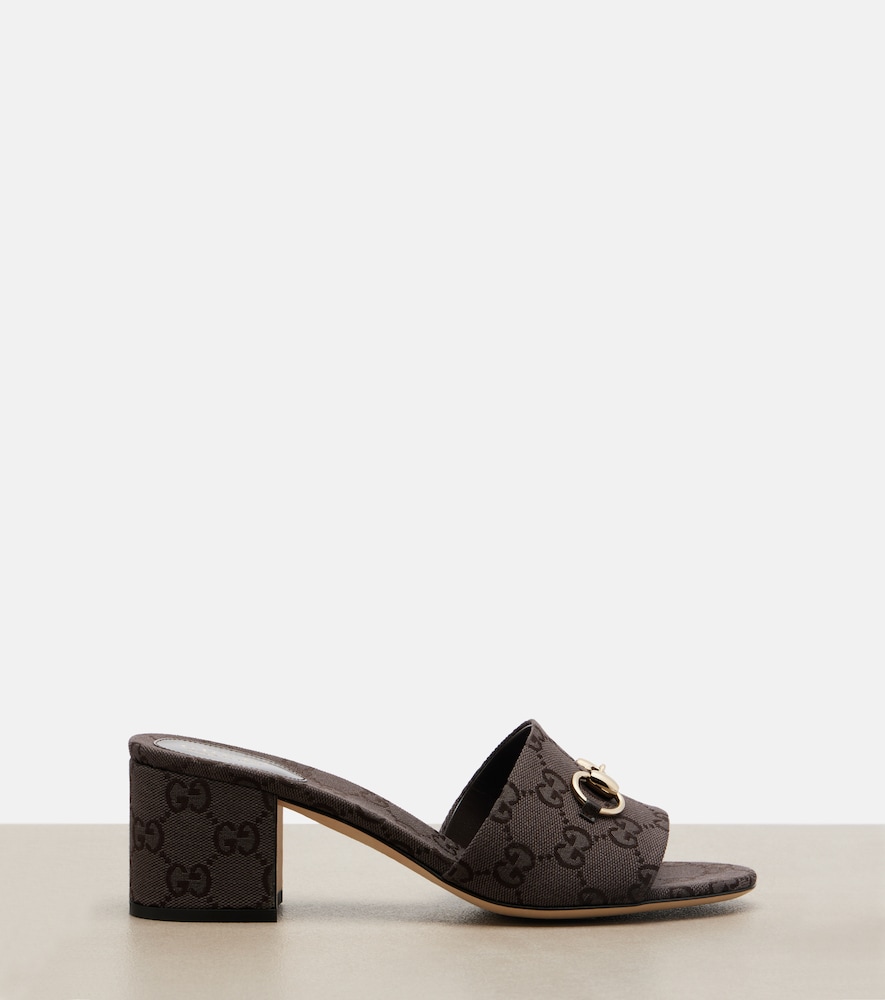  Gucci Gucci Horsebit Gg Canvas Mules 