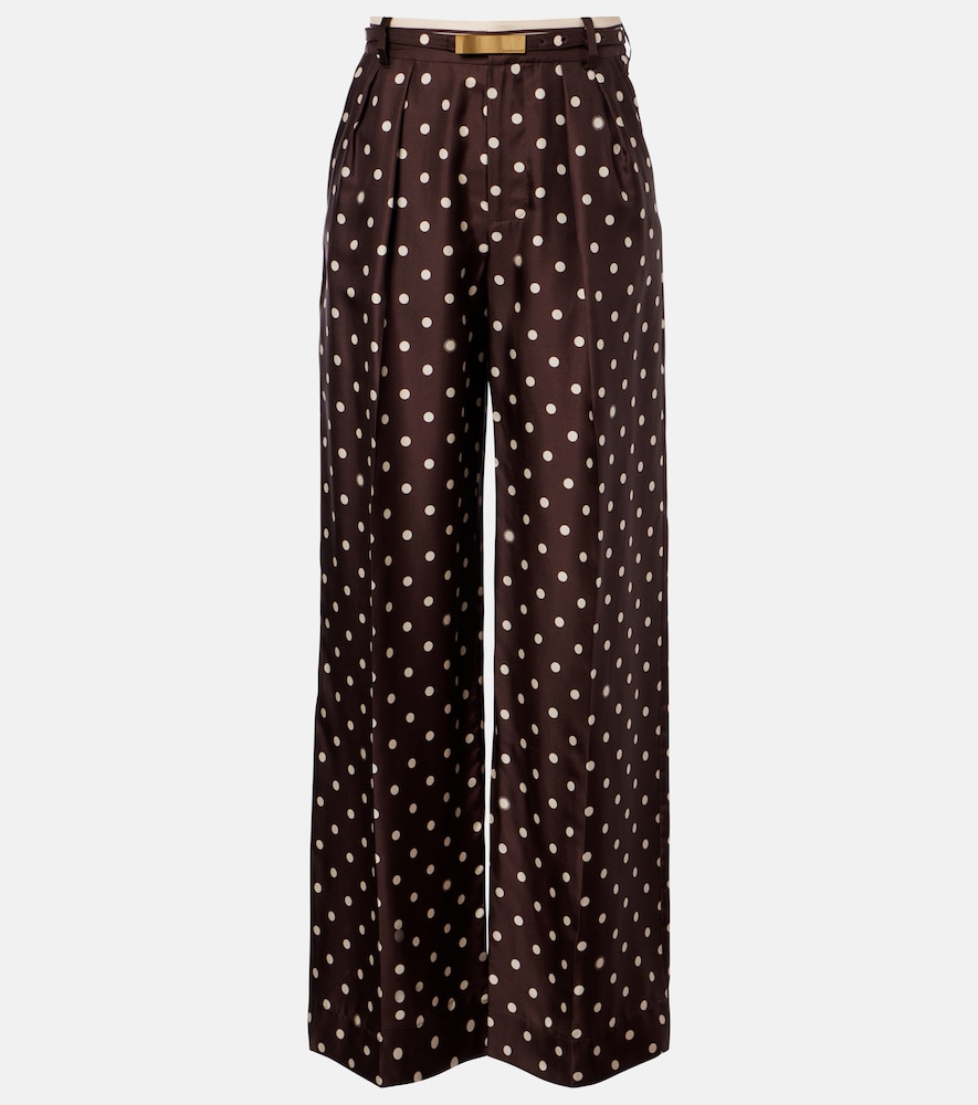 Zimmermann Polka-dot silk satin wide-leg pants