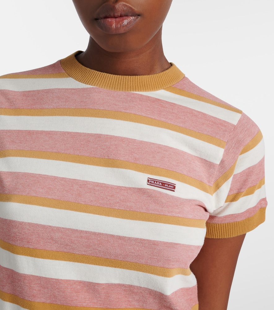  Prada Prada Camiseta De Jersey De Algodón A Rayas 