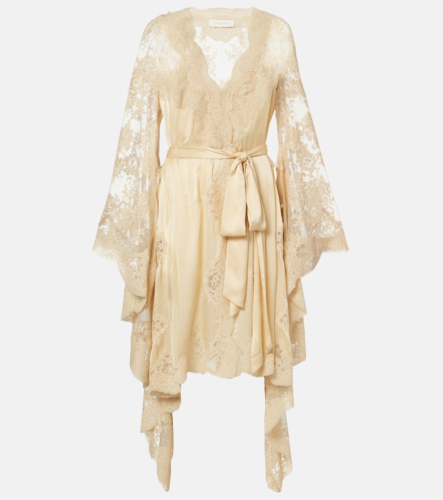 Zimmermann Como lace-trimmed draped silk midi dress