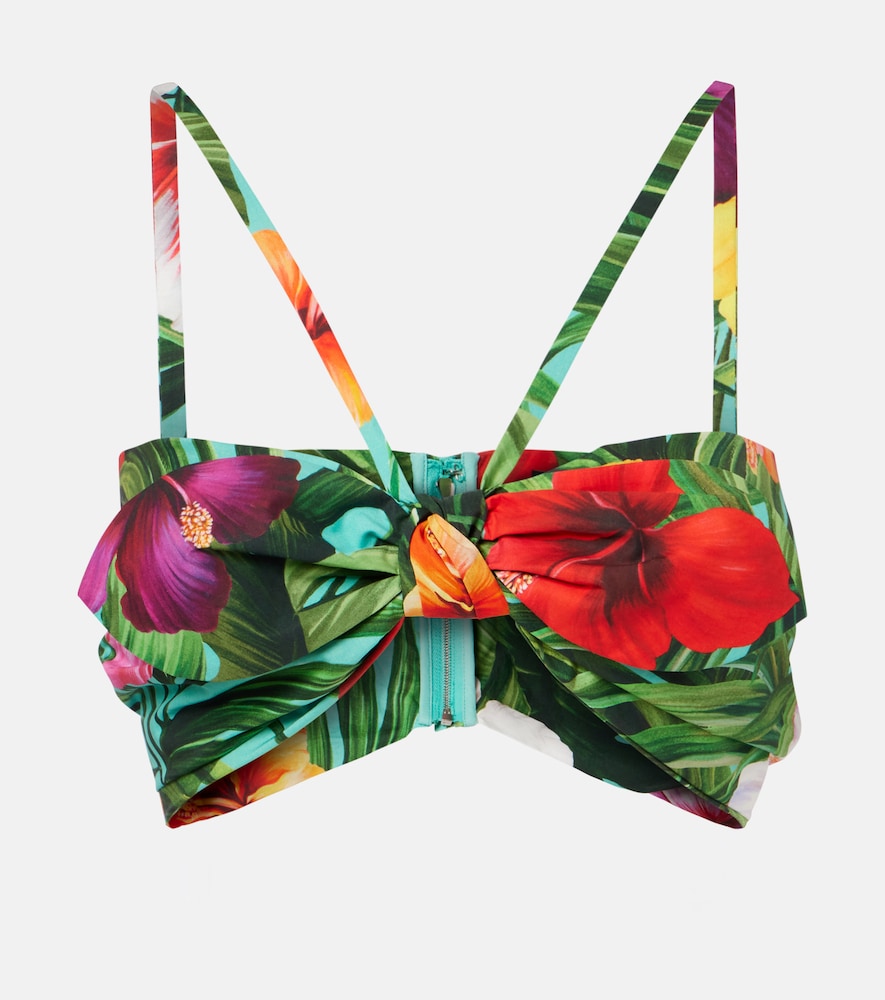 Dolce & Gabbana Bow-detail floral cotton bra top