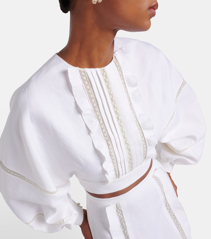 Garavani Lace-Trimmed Open-Back Blouse