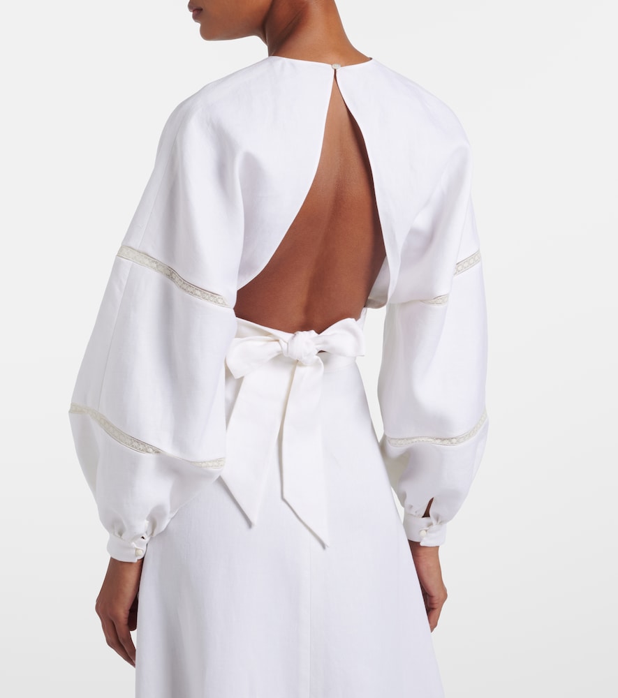 Garavani Lace-Trimmed Open-Back Blouse