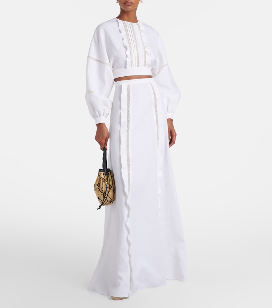 Garavani Lace-Trimmed Open-Back Blouse