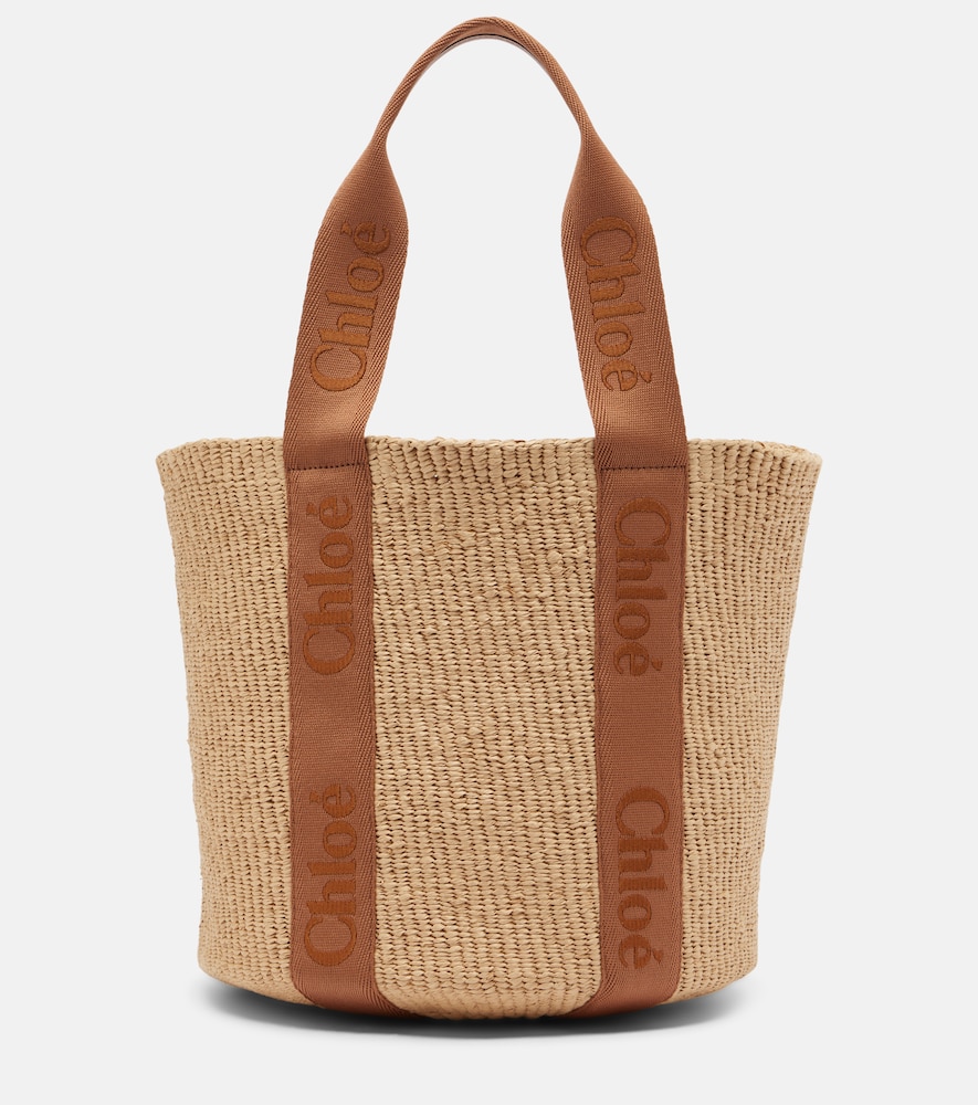 Chloé Tote Bag Woody Large aus Raffiabast