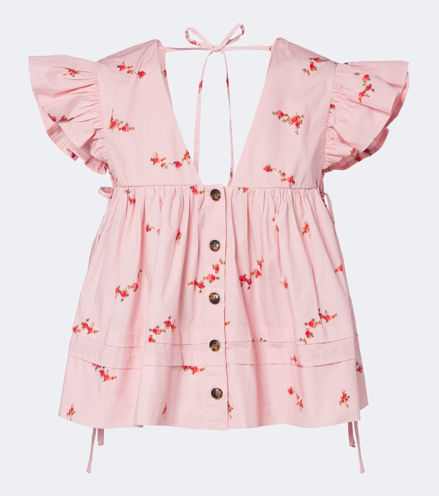 Top in misto cotone con stampa floreale