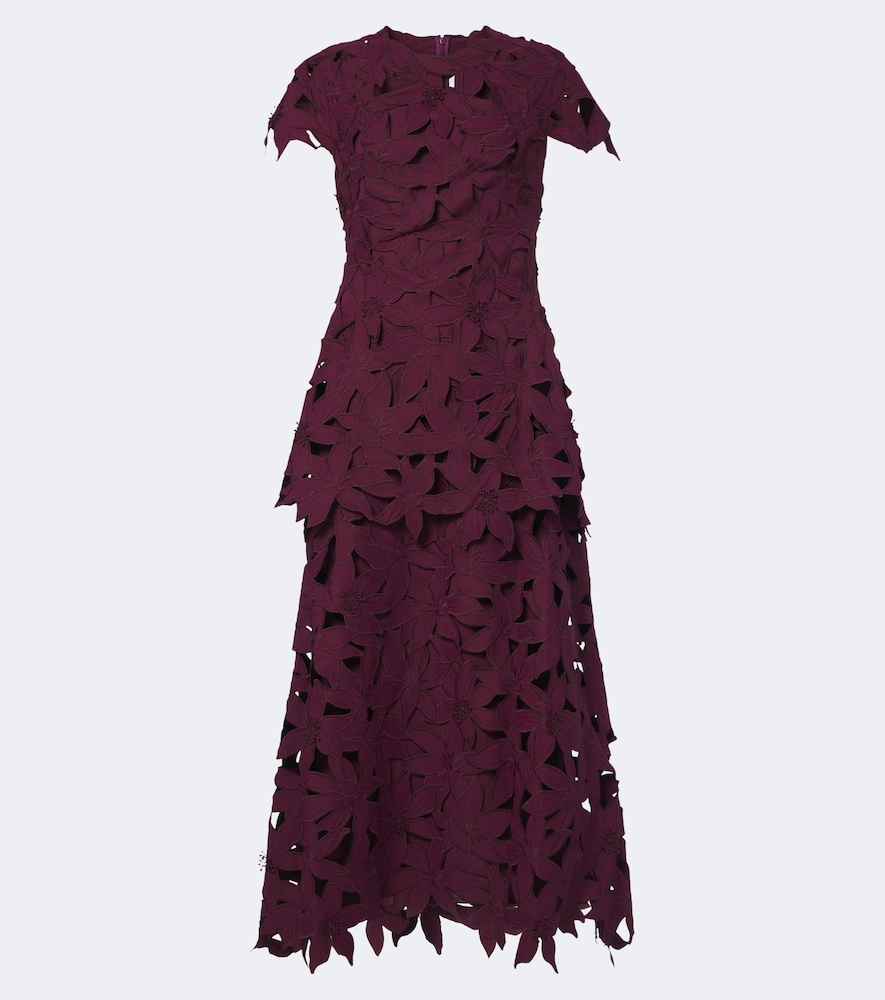 Simkhai Neve Floral Guipure Lace Cocktail Dress In Burgundy