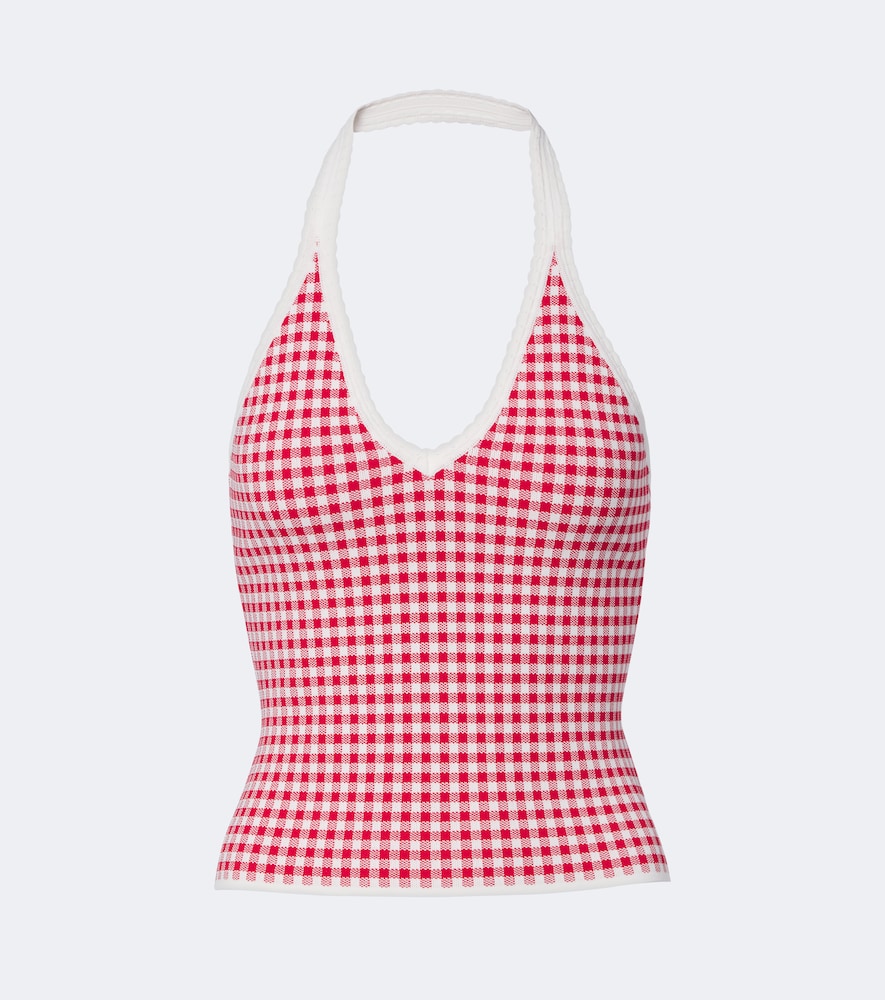 Posse Micah Gingham Halterneck Top In Red
