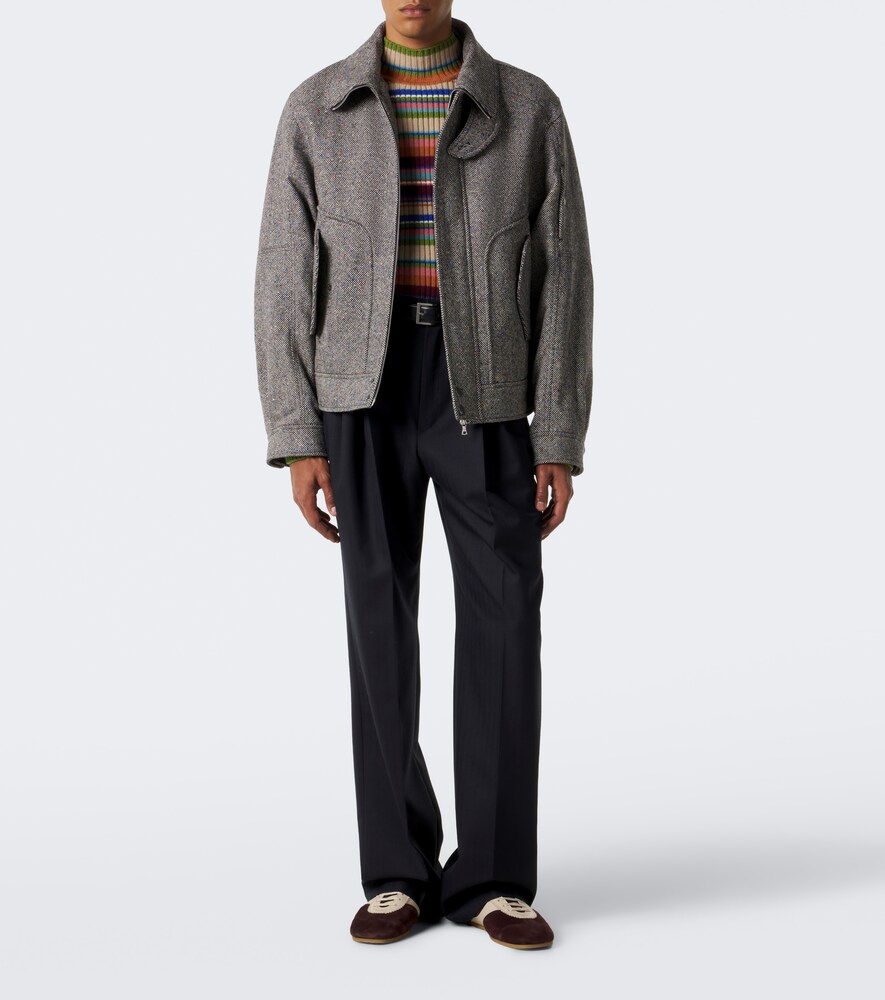Herringbone Pleated Wool