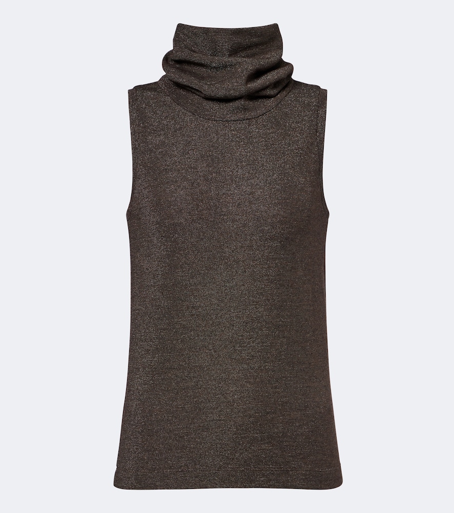 Top in misto lana a collo alto