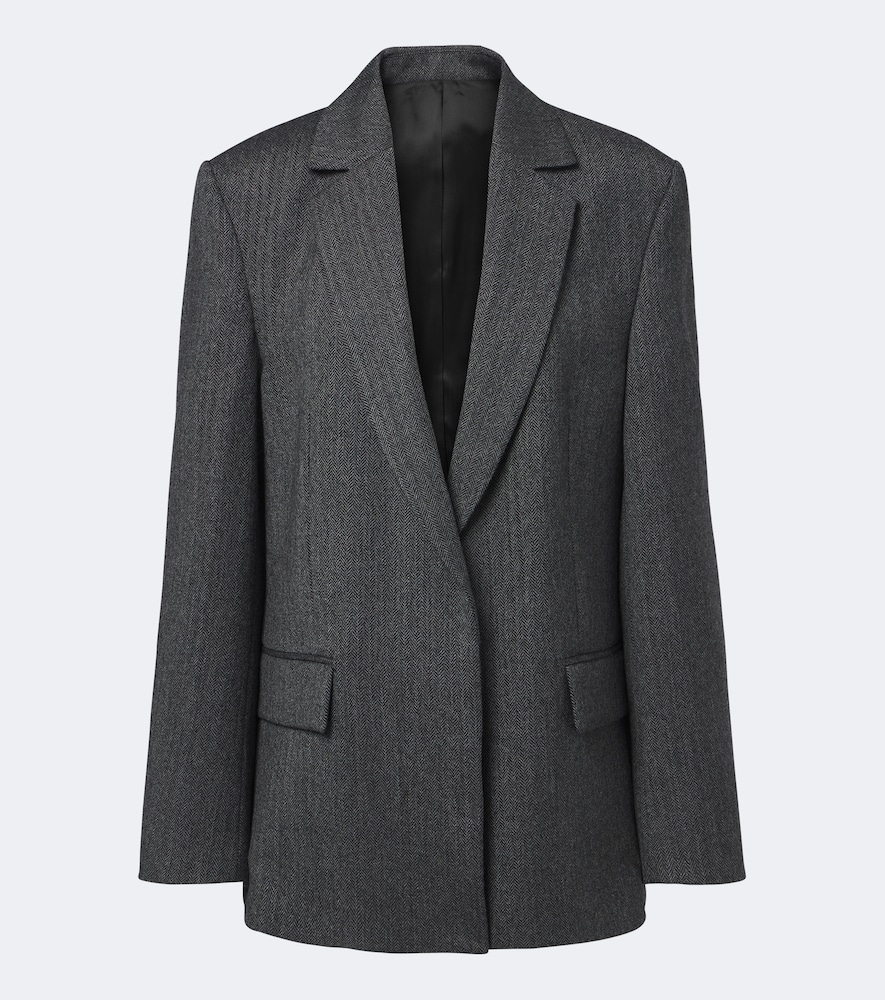 Totême Herringbone Wool Blazer In Grey