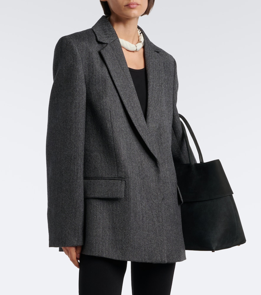 Totême Herringbone Wool Blazer In Grey