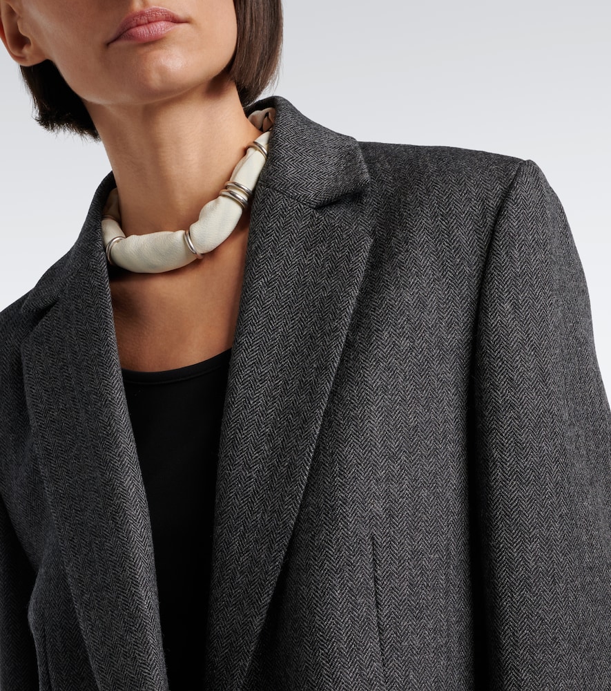 Totême Herringbone Wool Blazer In Grey
