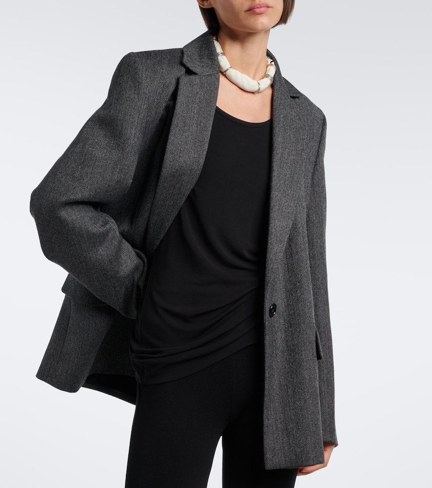 Totême Herringbone Wool Blazer In Grey