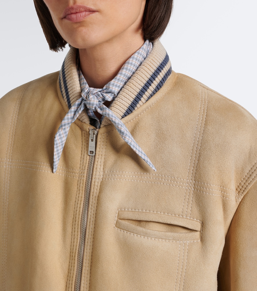 Wool-Trimmed Shearling Bomber Jacket