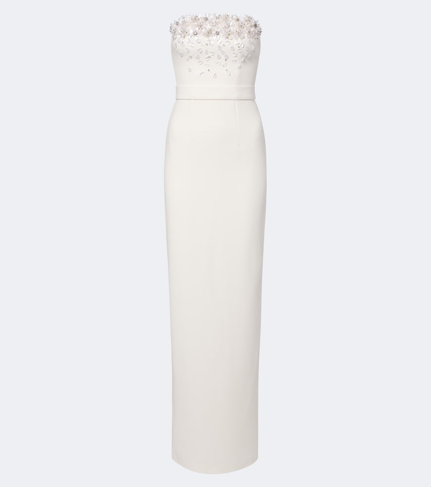 Safiyaa Bridal Azrael Floral-appliqué Gown In White