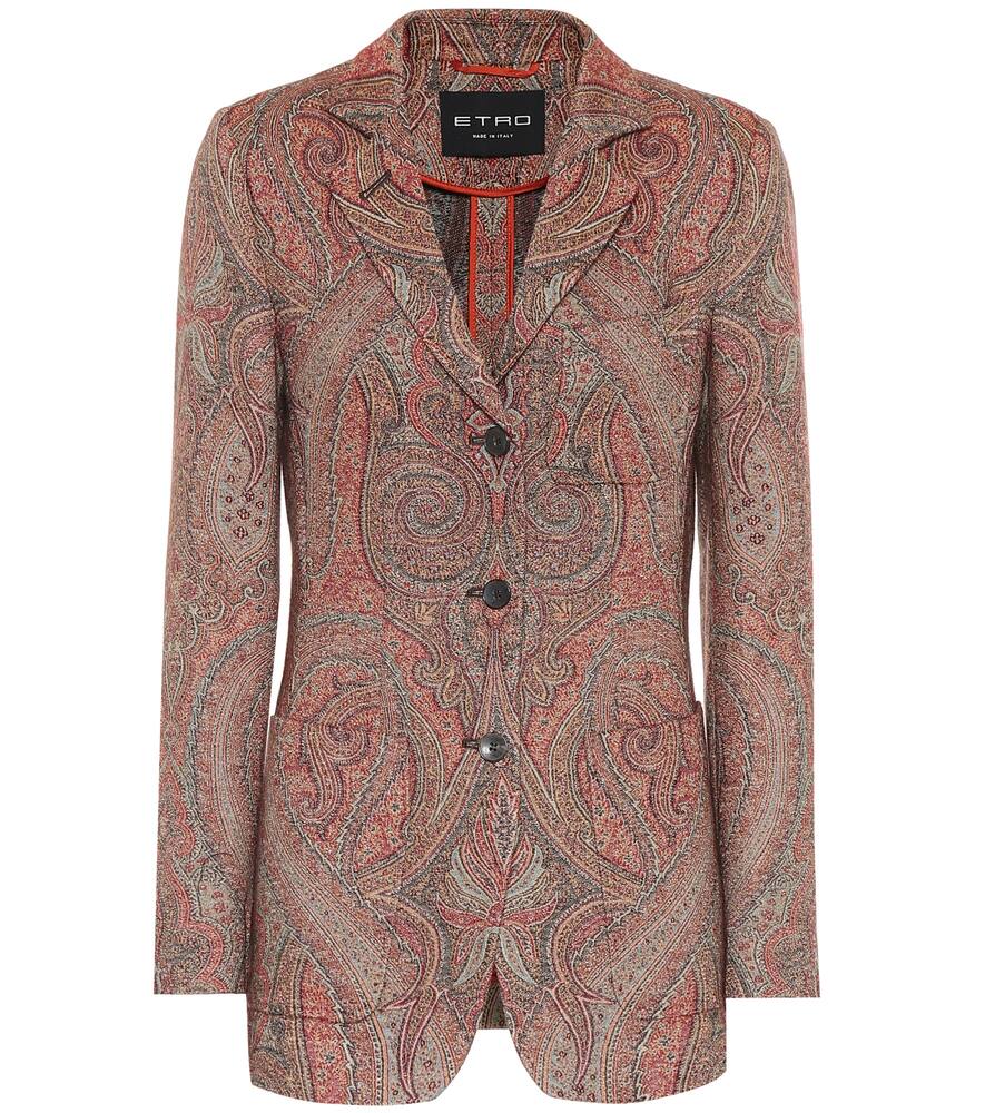 Click to view more detailed imagery on our partner's website Etro Paisley Wool And Silk Jacquard Blazer In Red