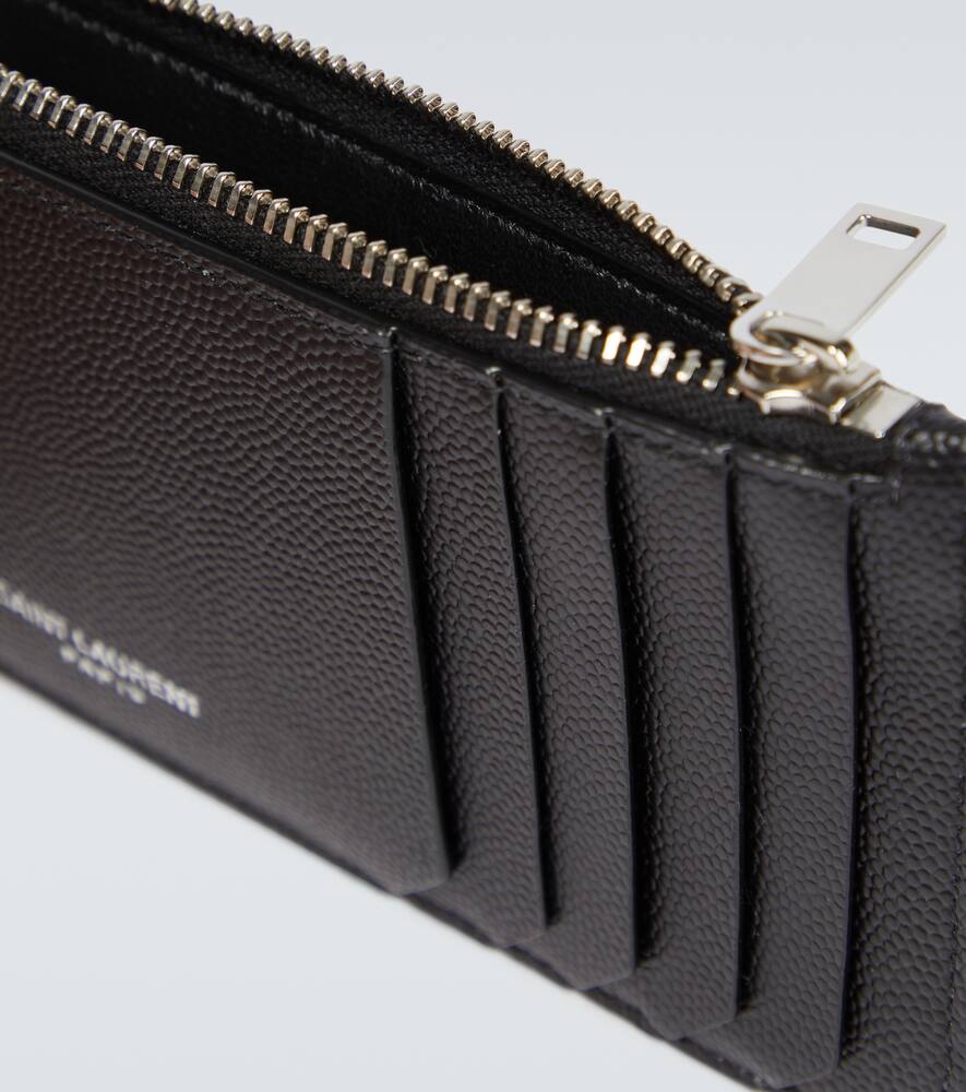 Shop Saint Laurent Leather Id Card Case In Black