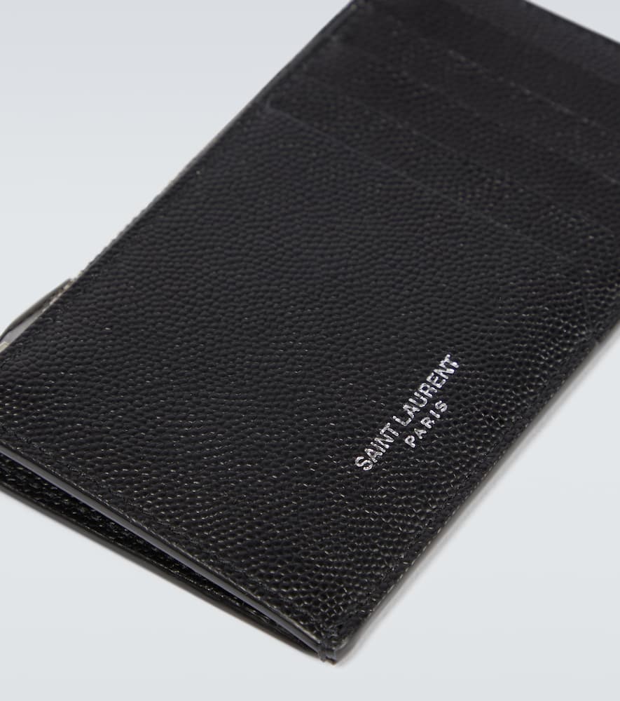 Shop Saint Laurent Leather Id Card Case In Black