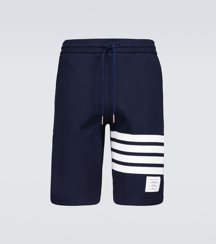 Shop Thom Browne 4-bar Jersey Shorts In Blue