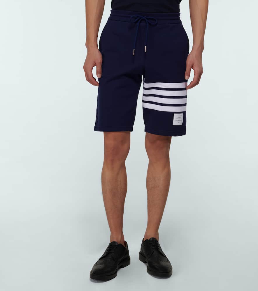 Thom Browne Blue Crewneck Sweater With Logo Patch And Rwb Detail In Cotton In Blue