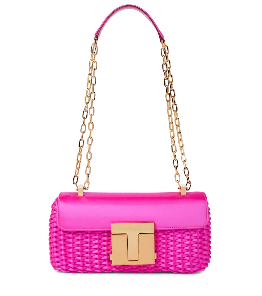 Tom Ford Woven Satin Crossbody Bag In Pink