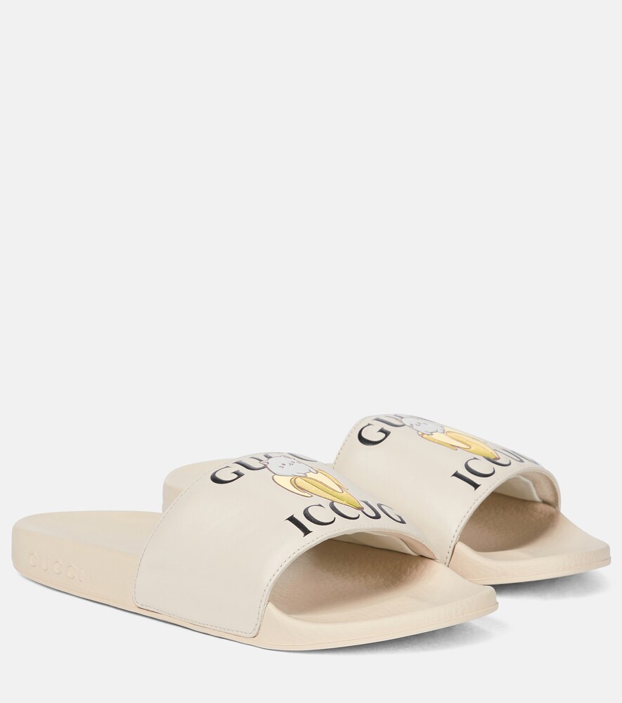 Gucci BananyaÂ© Leather Slides In White | ModeSens