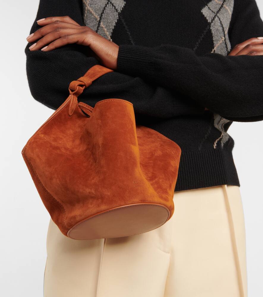 Khaite Lotus Mini Suede Tote Bag In Caramel
