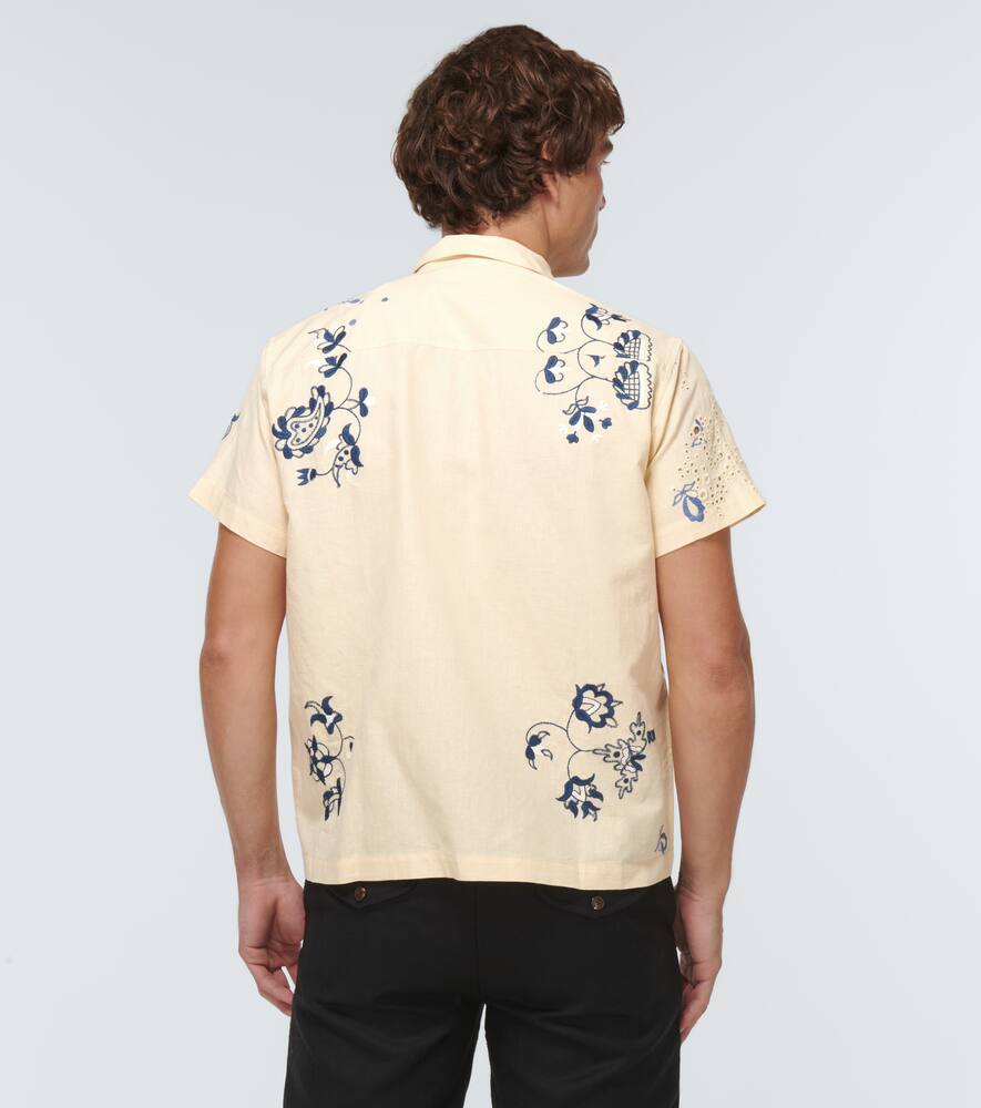 Shop Bode Mended Floral Cotton And Linen Shirt In Ecru Multi