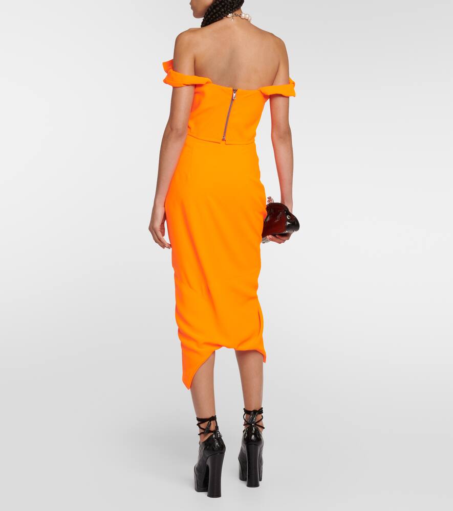 Shop Vivienne Westwood Sunday Off-shoulder Crêpe Corset Top In Neon Orange