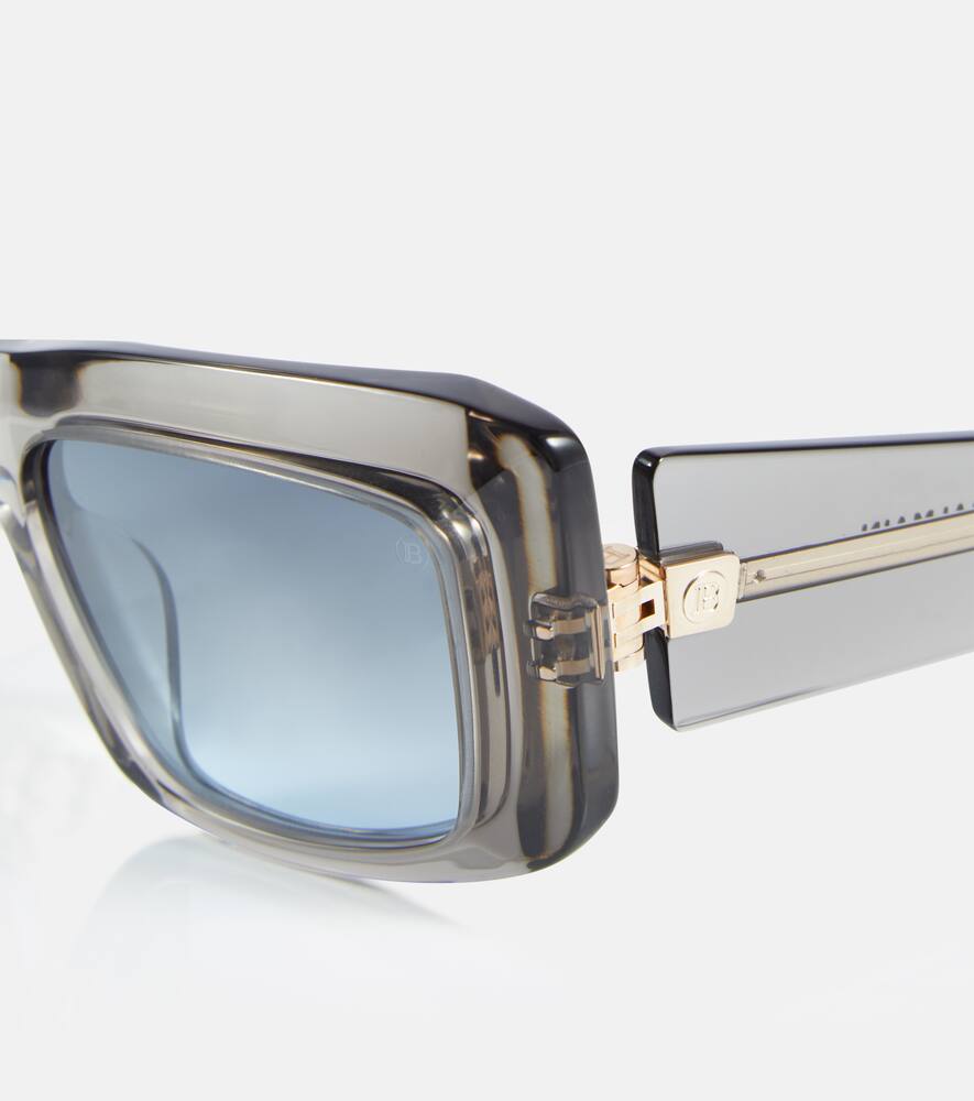 Shop Balmain Envie Square Acetate Sunglasses In Crystal Grey