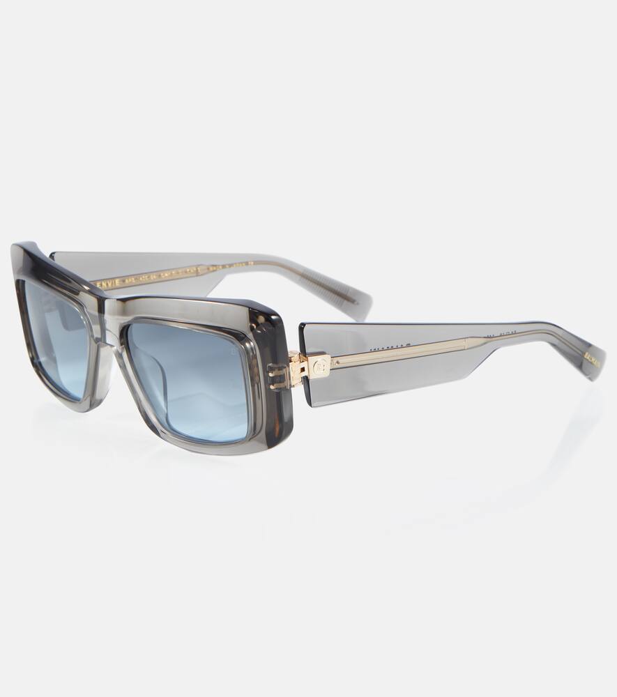 Shop Balmain Envie Square Acetate Sunglasses In Crystal Grey