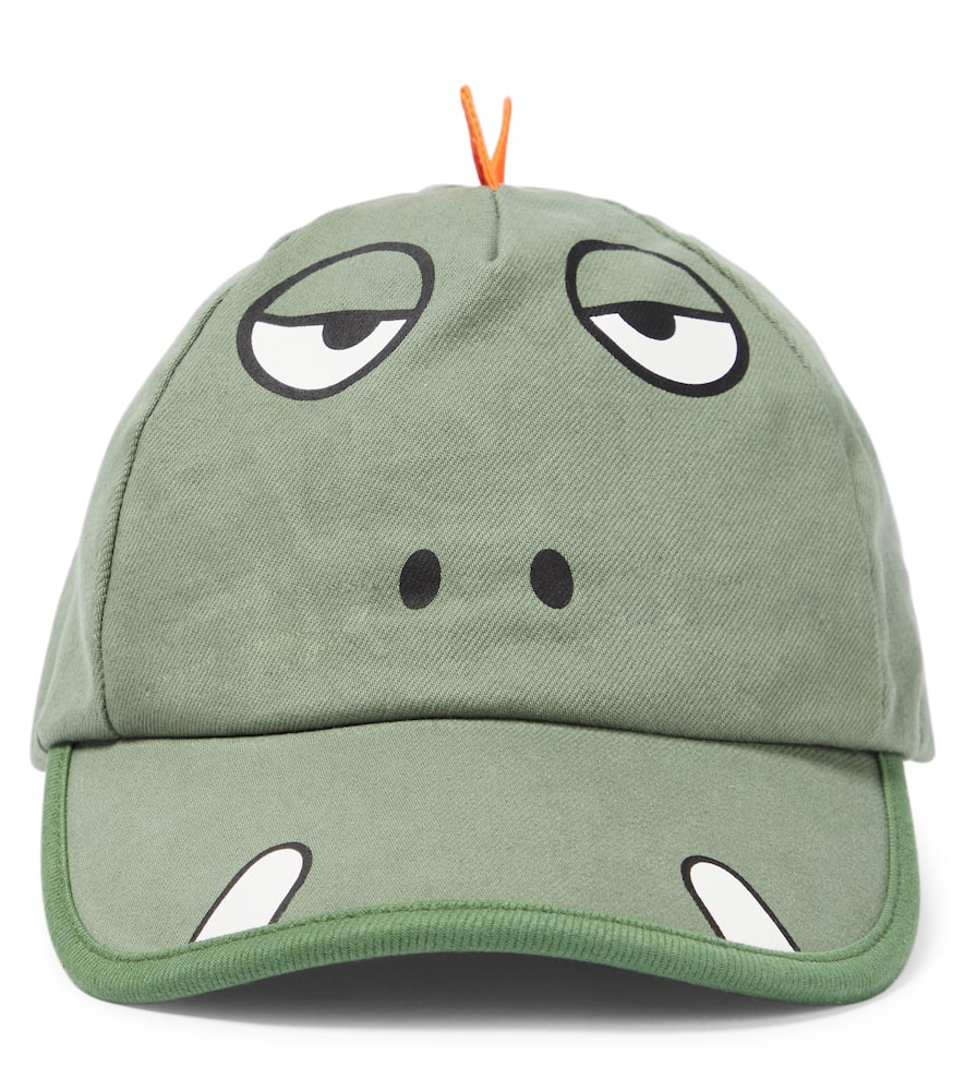 Stella Mccartney Kids' Gecko Spike Cotton Baseball Cap In Green